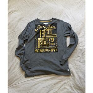 SEAN JOHN DARK BOYS V-NECK 3D VINYL TEXT T-SHIRT